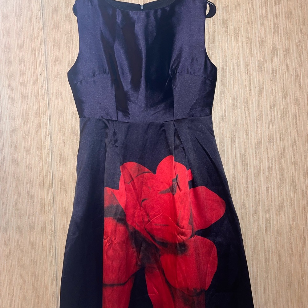 Black Tank top dress with Big red flower